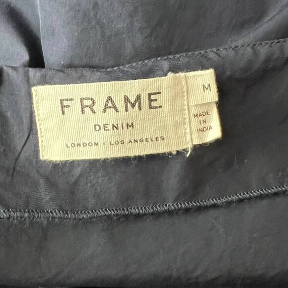 FRAME Bow Cold Shoulder Cotton Blouse In Navy Size M NWOT - Picture 8 of 9